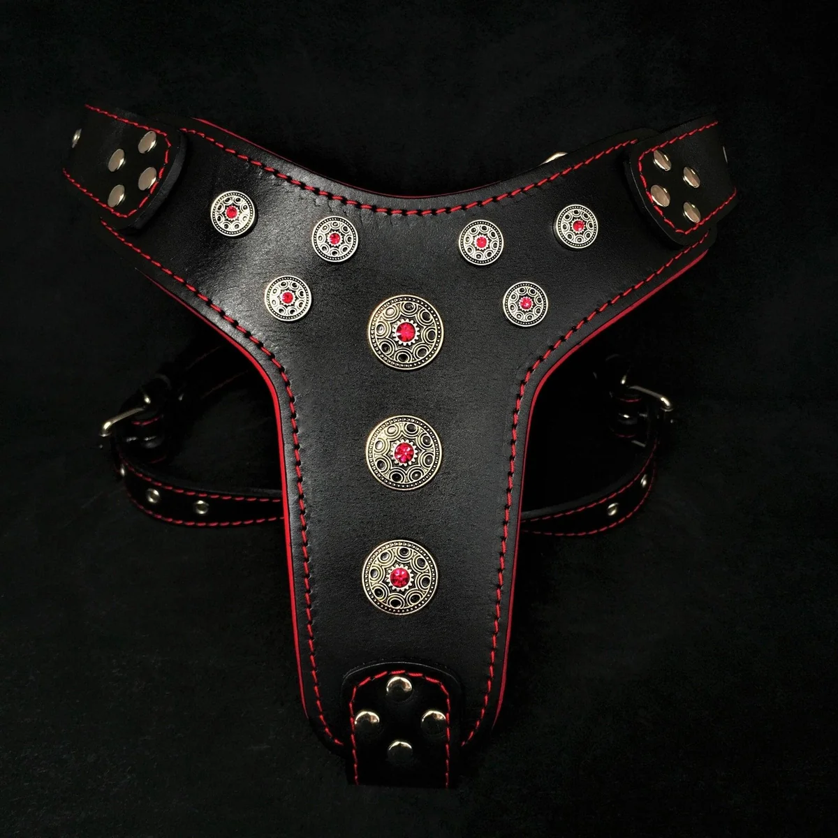 Bestia ''Bijou'' harness Black & Red for big dogs — Obroże, smycze i szelki