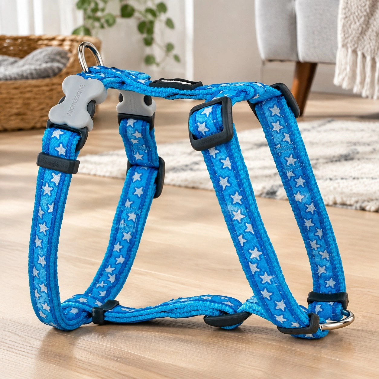 Szelki dla psa Red Dingo Style Blue Star 25-39 cm — Obroże, smycze i szelki