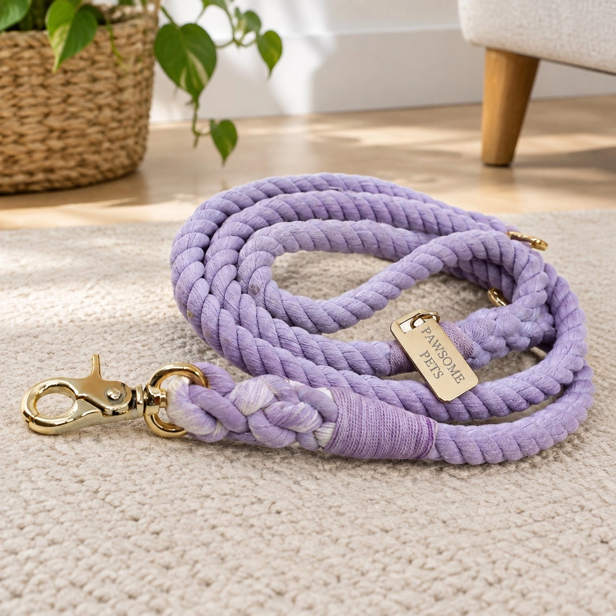 Pawsome Pets New York Smycz linowa - Lavender — Obroże, smycze i szelki
