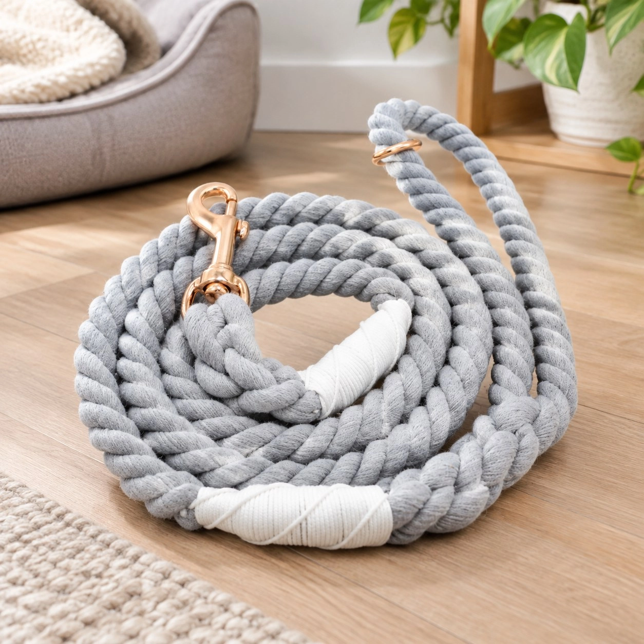 Pawsome Pets New York Smycz linowa - Light grey — Obroże, smycze i szelki