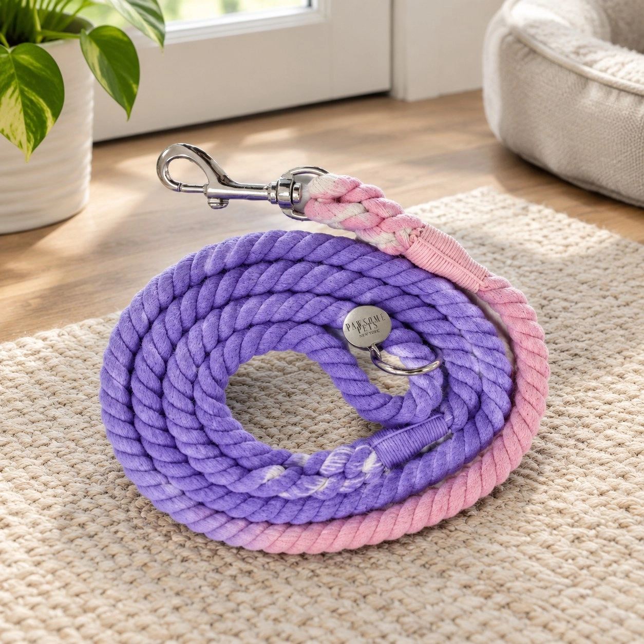 Pawsome Pets New York Smycz linowa - Lilac pink — Obroże, smycze i szelki