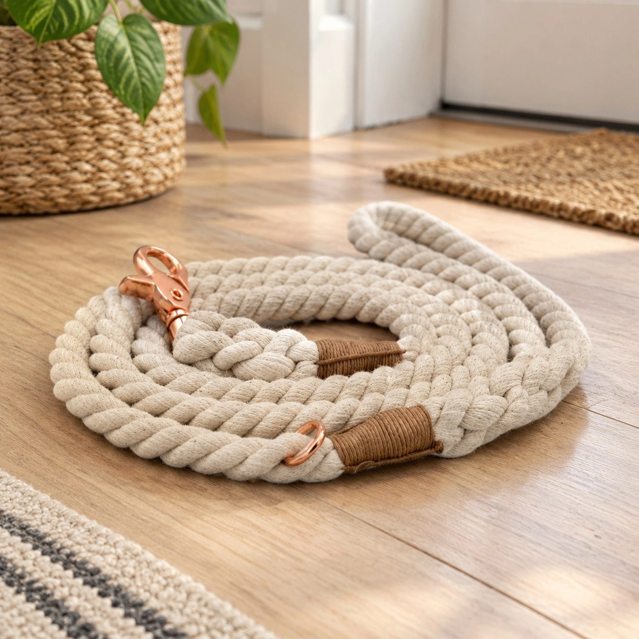 Pawsome Pets New York Smycz linowa - Natural — Obroże, smycze i szelki
