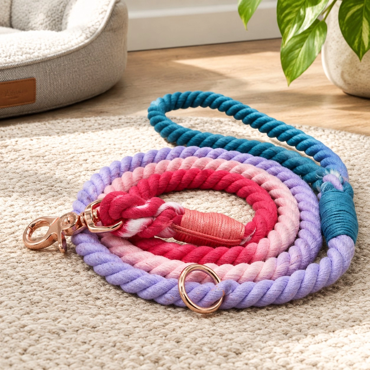 Pawsome Pets New York Smycz linowa - Plum perfect — Obroże, smycze i szelki