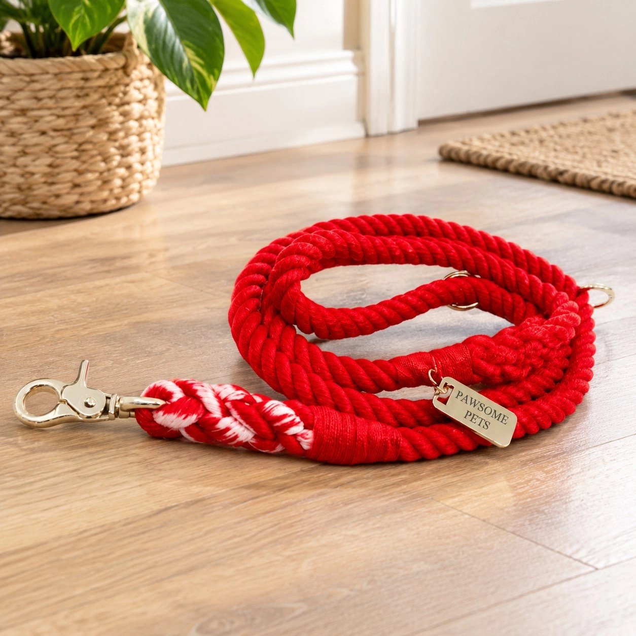 Pawsome Pets New York Smycz linowa - Red rose — Obroże, smycze i szelki