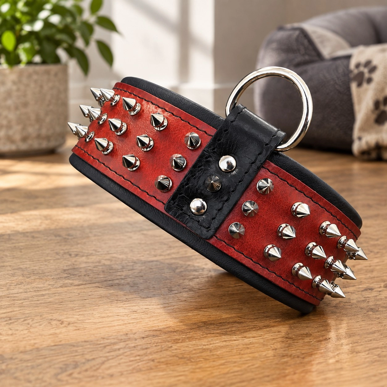 Bestia "Silver Giant" collar Red — Obroże, smycze i szelki