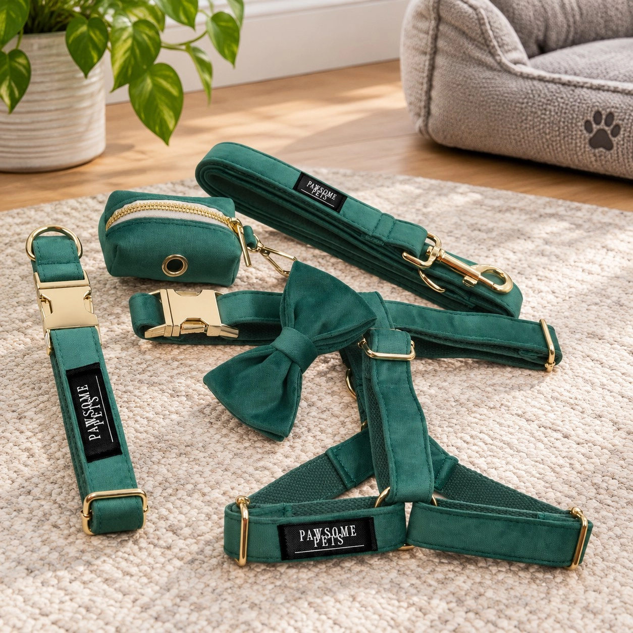 Pawsome Pets New York Zestep step-in - Ciemnozielony (5 sztuk) — Obroże, smycze i szelki