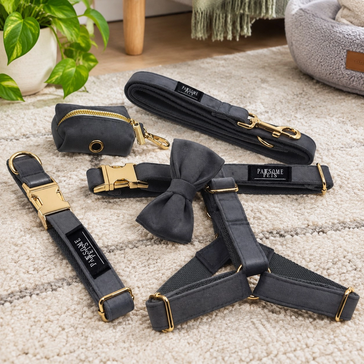 Pawsome Pets New York Zestep step-in - Ciemnoszary (5 sztuk) — Obroże, smycze i szelki