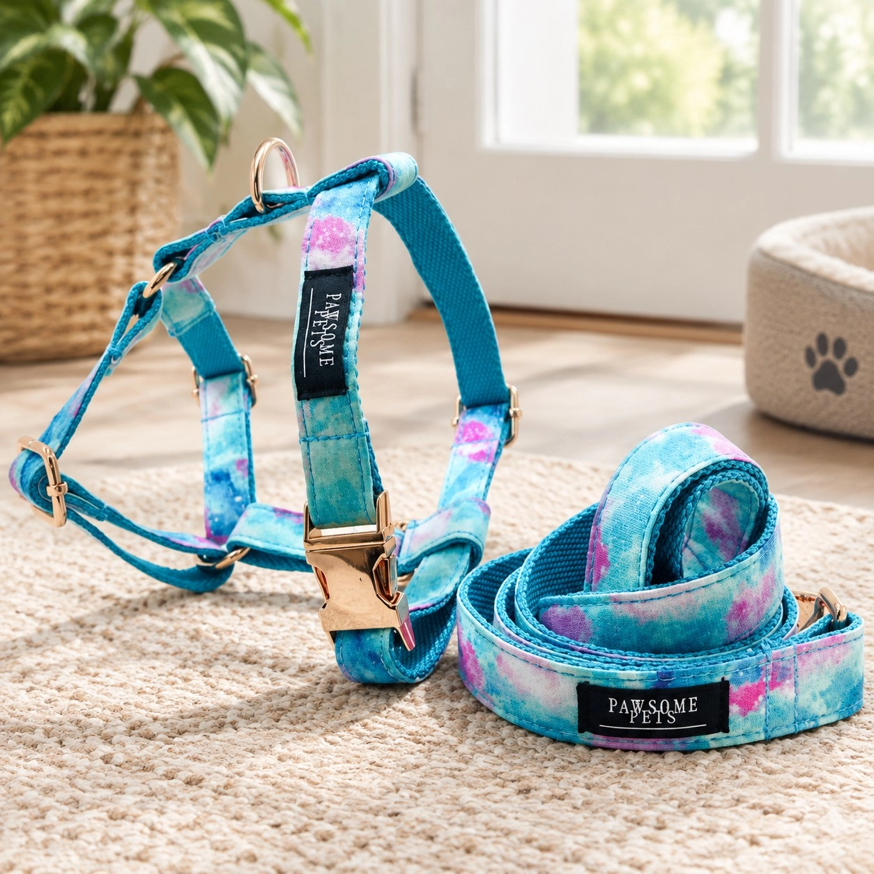 Pawsome Pets New York Zestep szelki step-in - Sky (2 sztuki) — Obroże, smycze i szelki